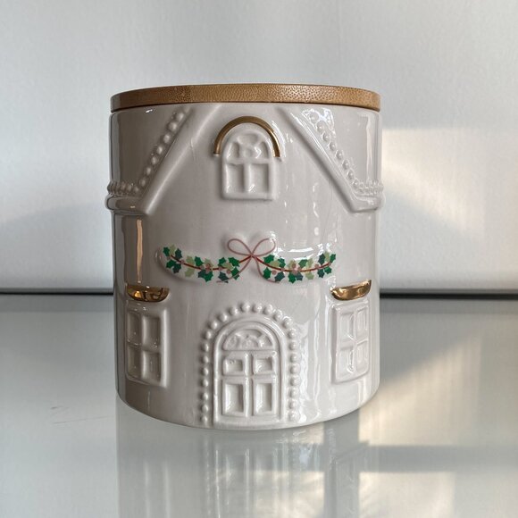 Holiday Home Round Ceramic Jar with Bamboo Lid - Picture 1 of 3